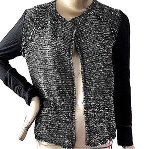 Black and silver boucle & knit jacket. Med. Easy to wear casual & dressy